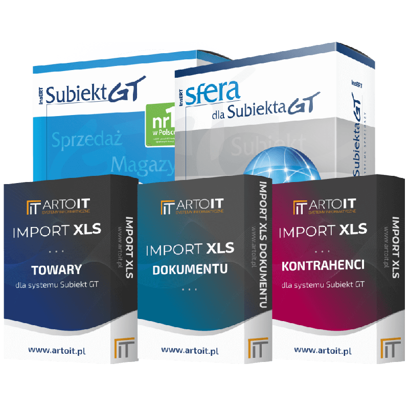 Pakiet Subiekt GT + Sfera + Import Towarów + Import Dokumentu + Import Kontrahentów