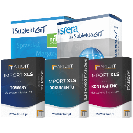 Pakiet Subiekt GT + Sfera + Import Towarów + Import Dokumentu + Import Kontrahentów