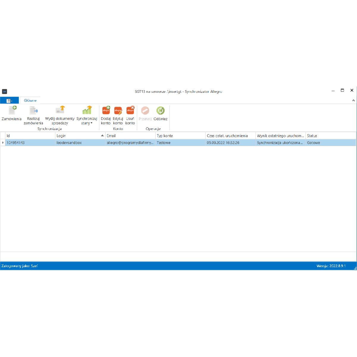 Subiekt GT - Synchronizator Allegro