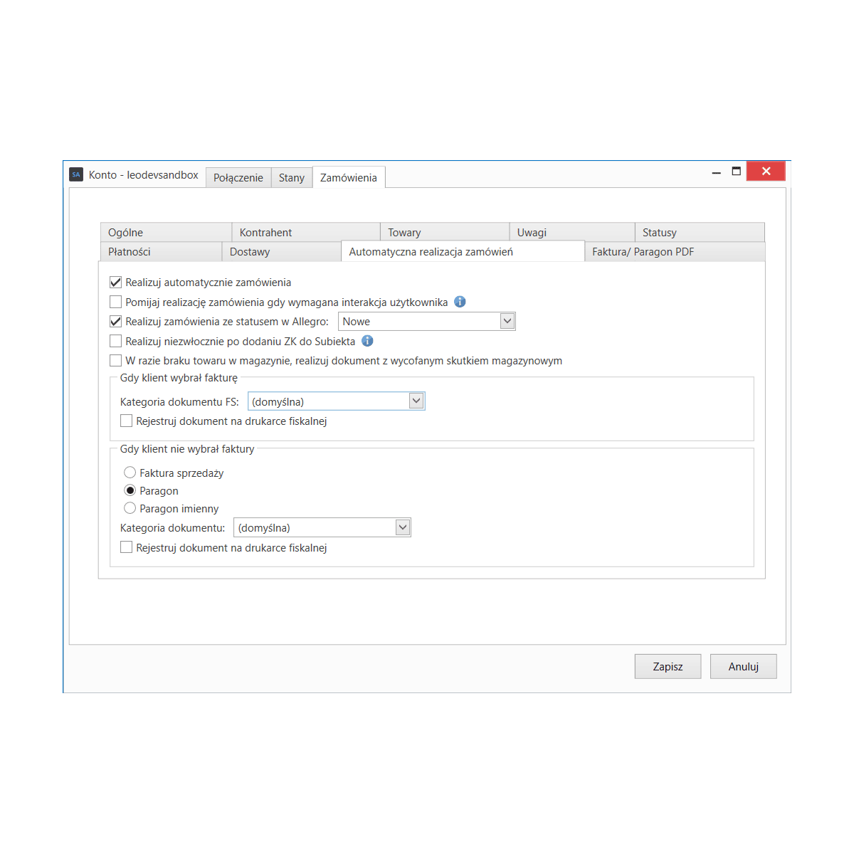 Subiekt GT - Synchronizator Allegro