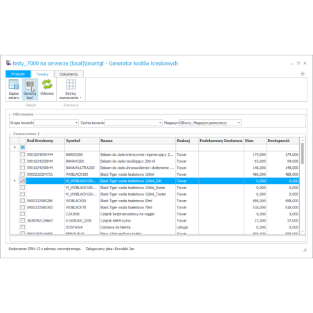 Subiekt GT - Generator kodów kreskowych