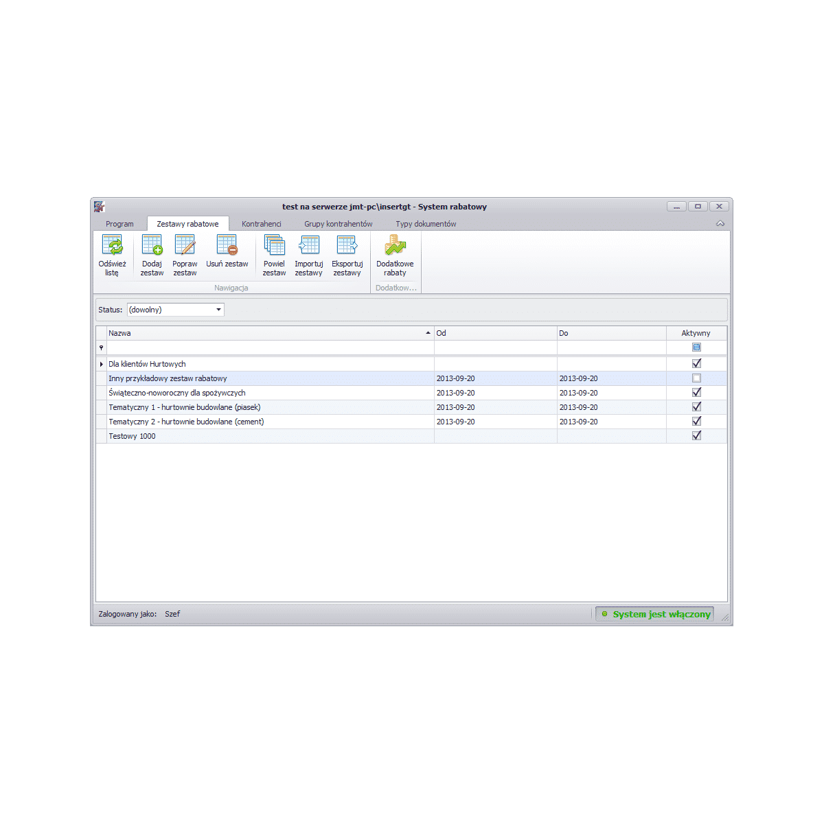 Subiekt GT - System rabatowy