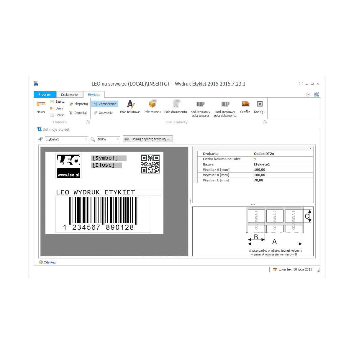 Subiekt GT - Wydruk etykiet