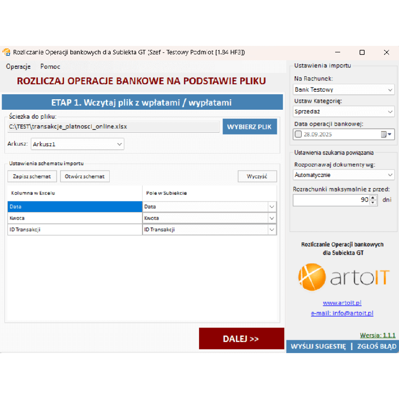 Subiekt GT - Import i Rozliczanie Wpłat