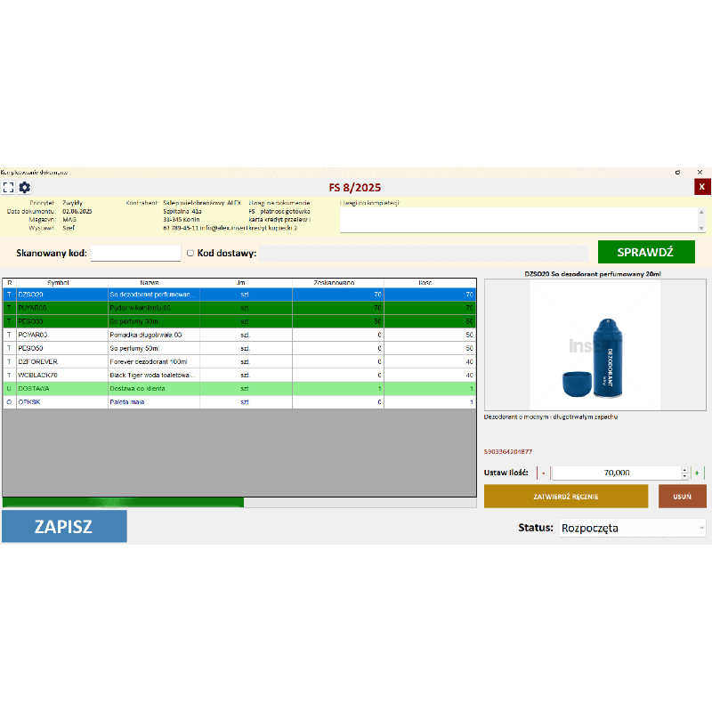 Subiekt GT - Kontrola Wydań