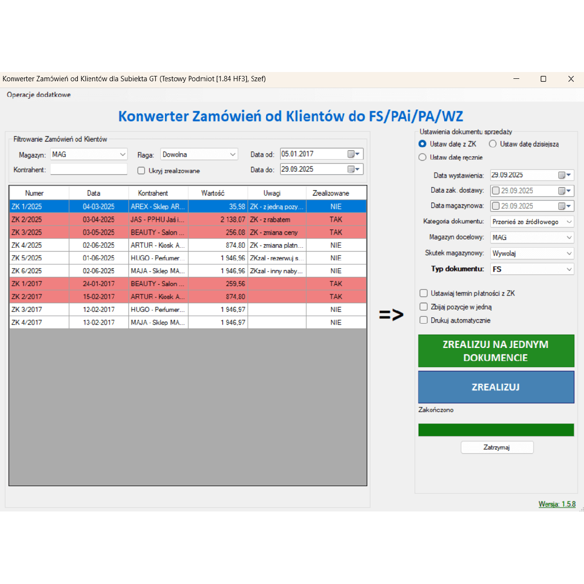 Subiekt GT - Konwerter dokumentów ZK