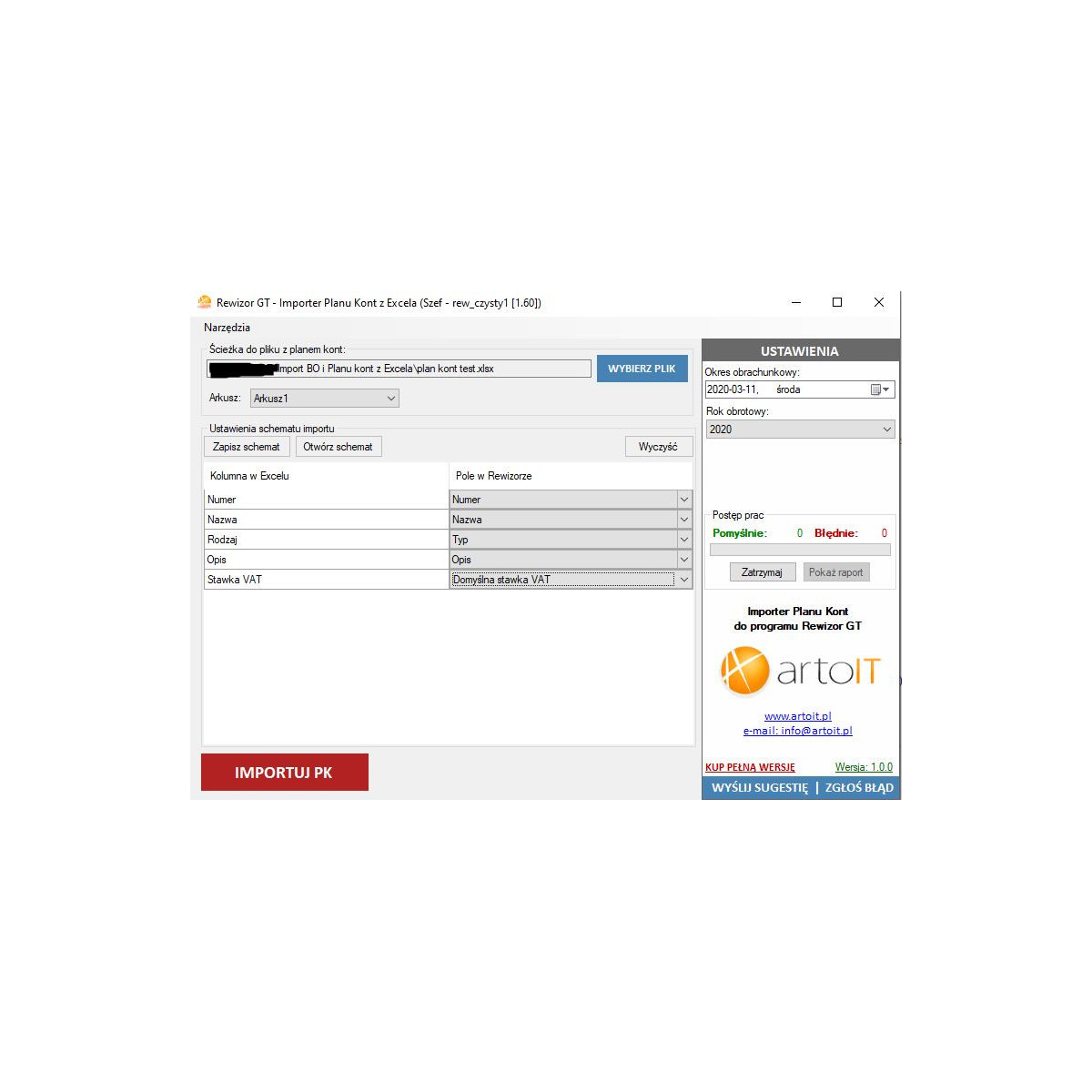 Rewizor GT - Importer Planu Kont i Bilansu Otwarcia