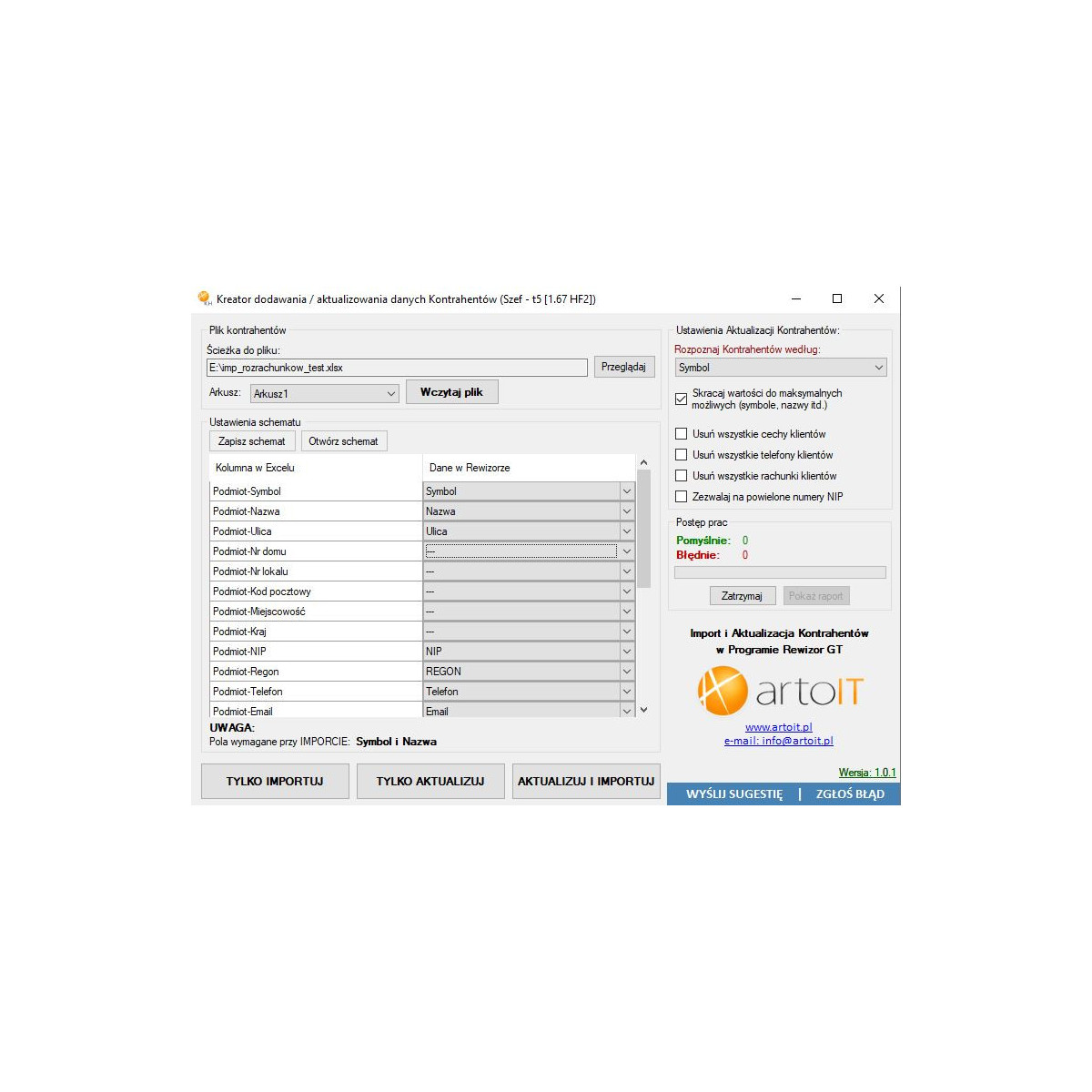 Rewizor GT - Importer Kontrahentów z Excela