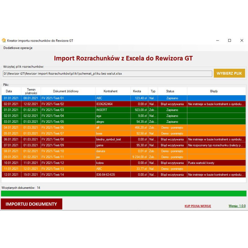 Rewizor GT - Importer Rozrachunków