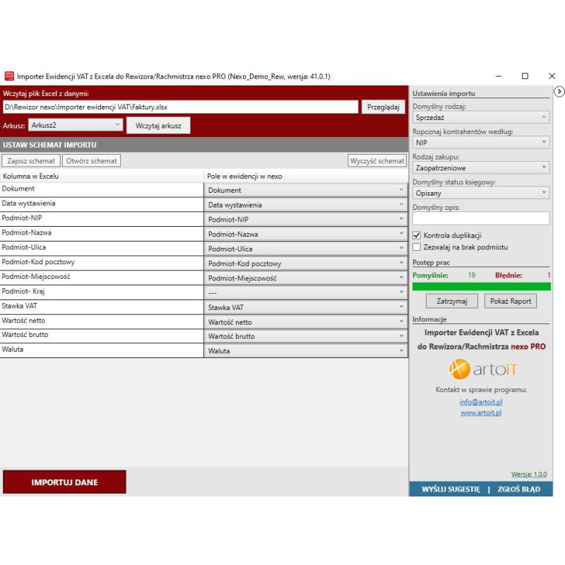 Rewizor/Rachmistrz nexo PRO - Importer Ewidencji VAT