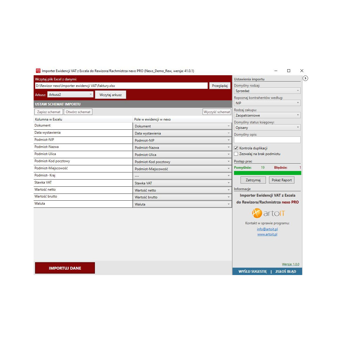 Rewizor/Rachmistrz nexo PRO - Importer Ewidencji VAT